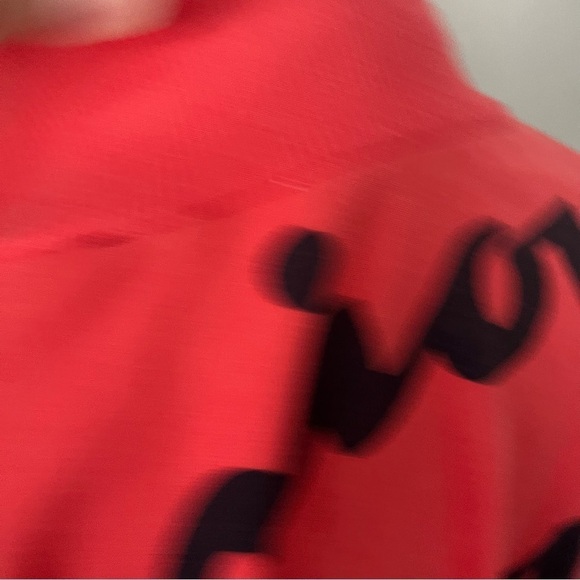 CHAMPION DIY sz S All Over Print SHRUG Short Sleeve Sweatshirt Red Blue - Picture 4 of 9